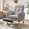 thumbnail image 1 of FFH Rocking Chair for Nursey, Rocking Chair with Footrest, Corduroy Armchair with High Backrest and Side Pockets, Accent Chair for Living Room, Bedroom, Gray, 1 of 10