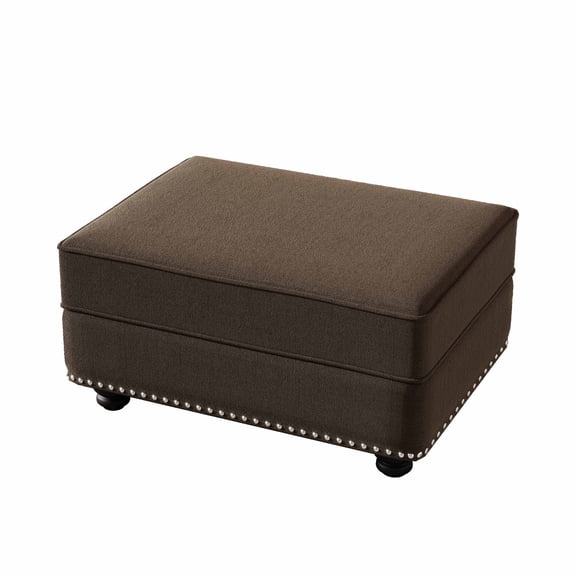 FFH Velvet Ottoman, Footrest Stool for Sectional Sofa, Brown