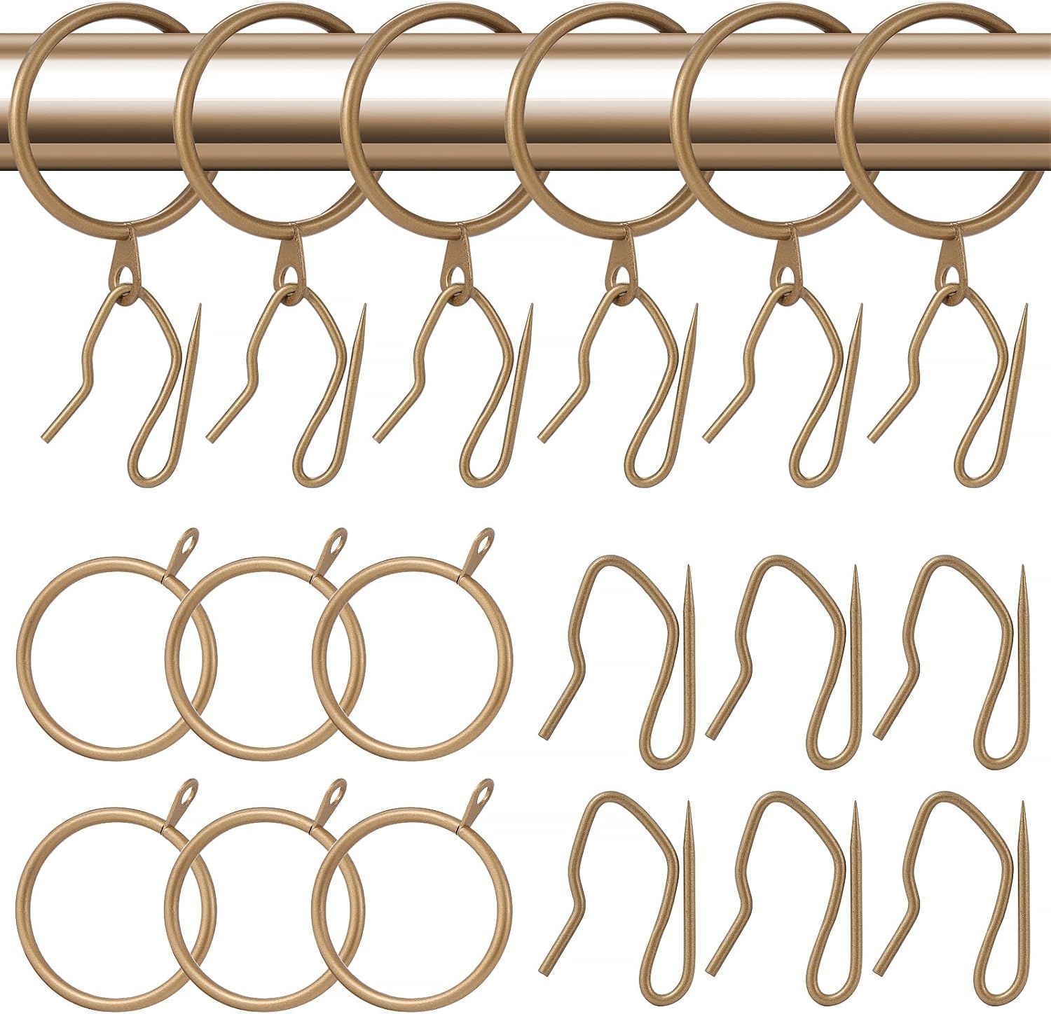 FFHAAD-30 Pieces Metal Drapery Curtain Rings Curtain Hanging Rings 1.65 ...
