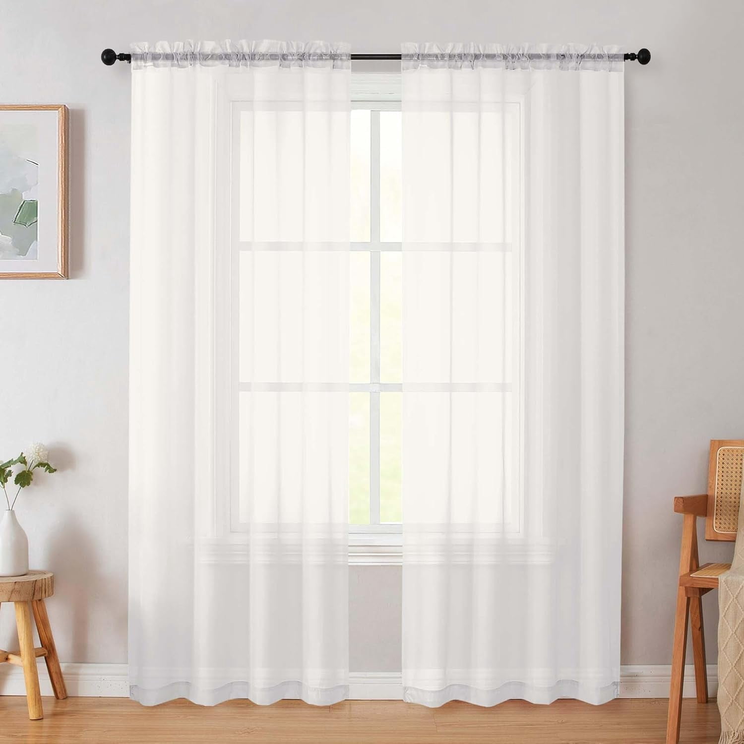 FFHAAD-Ivory Sheer Curtain for Bedroom Living Room 78 Inches Long 2 ...