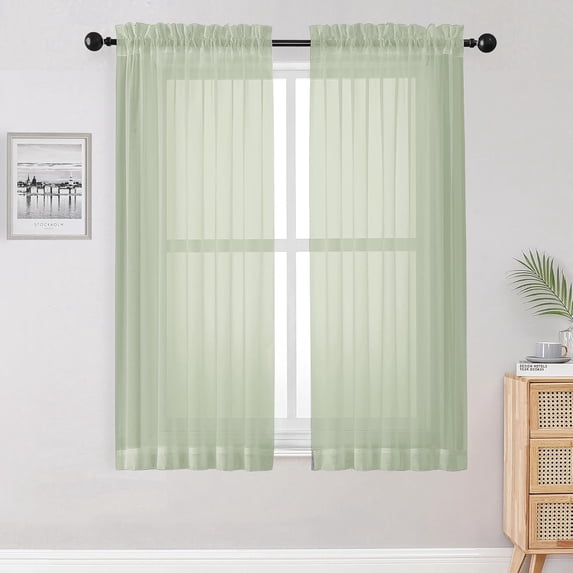 FFHAAD-Sheer Curtains 54 inches Long 2 Panles for Living Room Bedroom ...