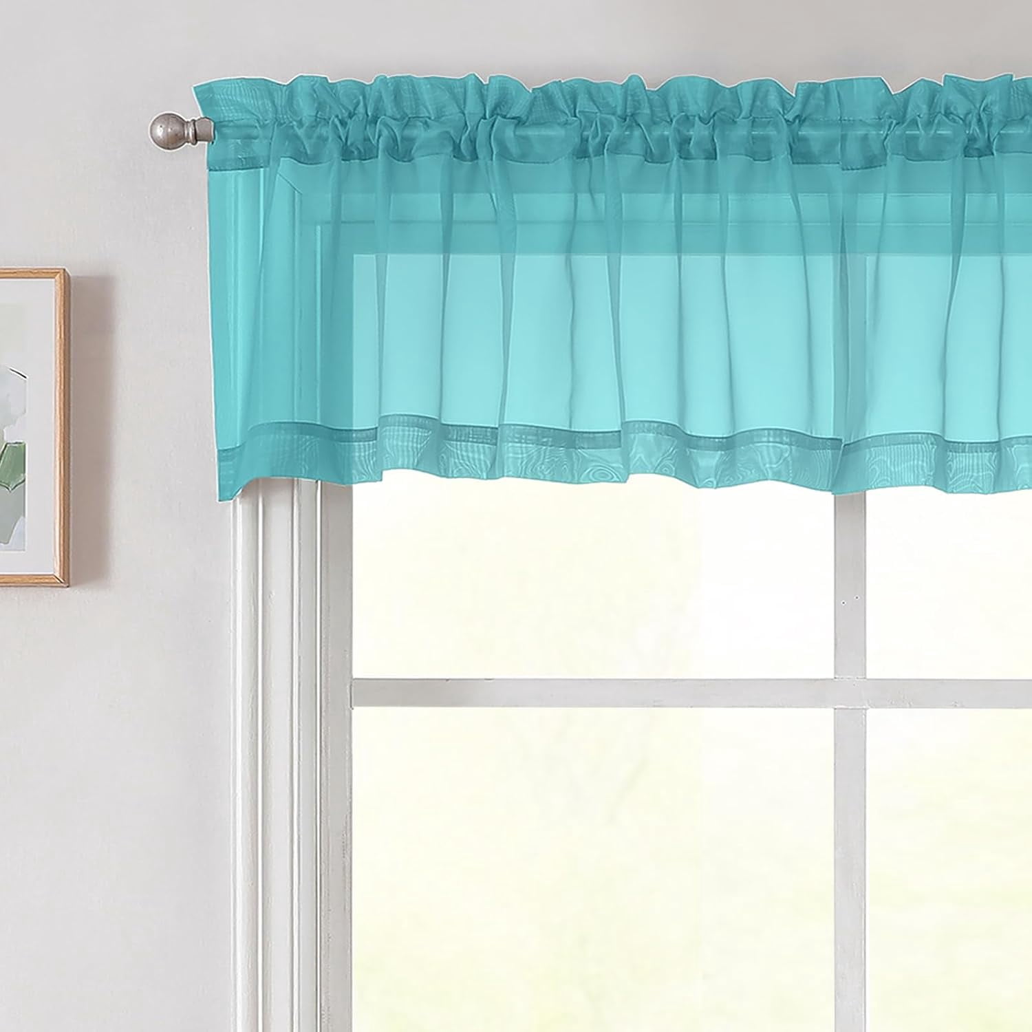 FFHAAD-Turquoise Valances for Windows, Turquoise Sheer Curtains 14 Inch ...
