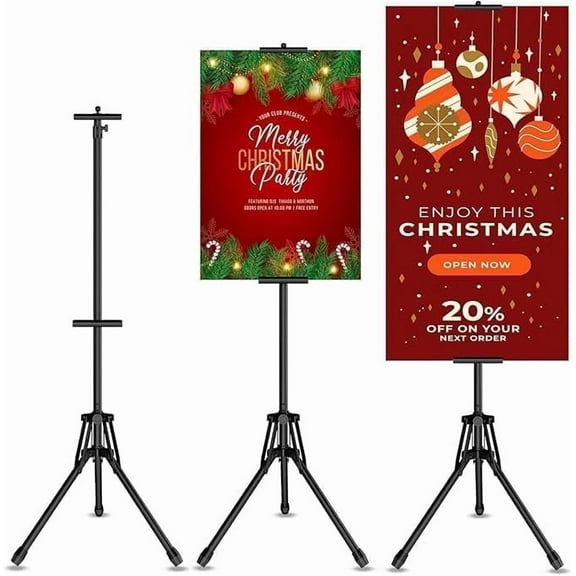 FFILY Adjustable Retractable Foldable Poster Stand, 80" , Black, 1 Count