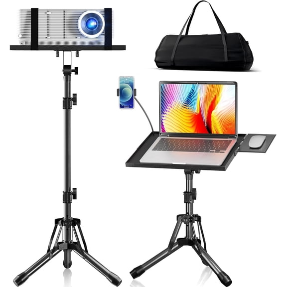 FFILY Portable Adjustable Height 20 to 60 Inch Electronics Stand with Gooseneck Phone Holder & Mouse Tray, 1 Total Count