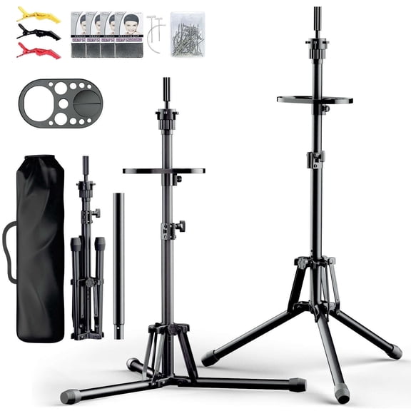 FFILY Wig Head Stand Tripod - Reinforced Metal Mannequin Head Stand