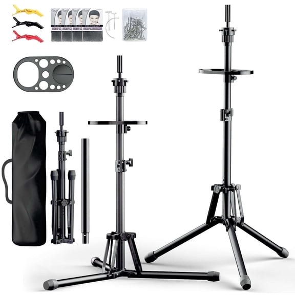 FFILY Wig Head Stand Tripod - Reinforced Metal Mannequin Head Stand