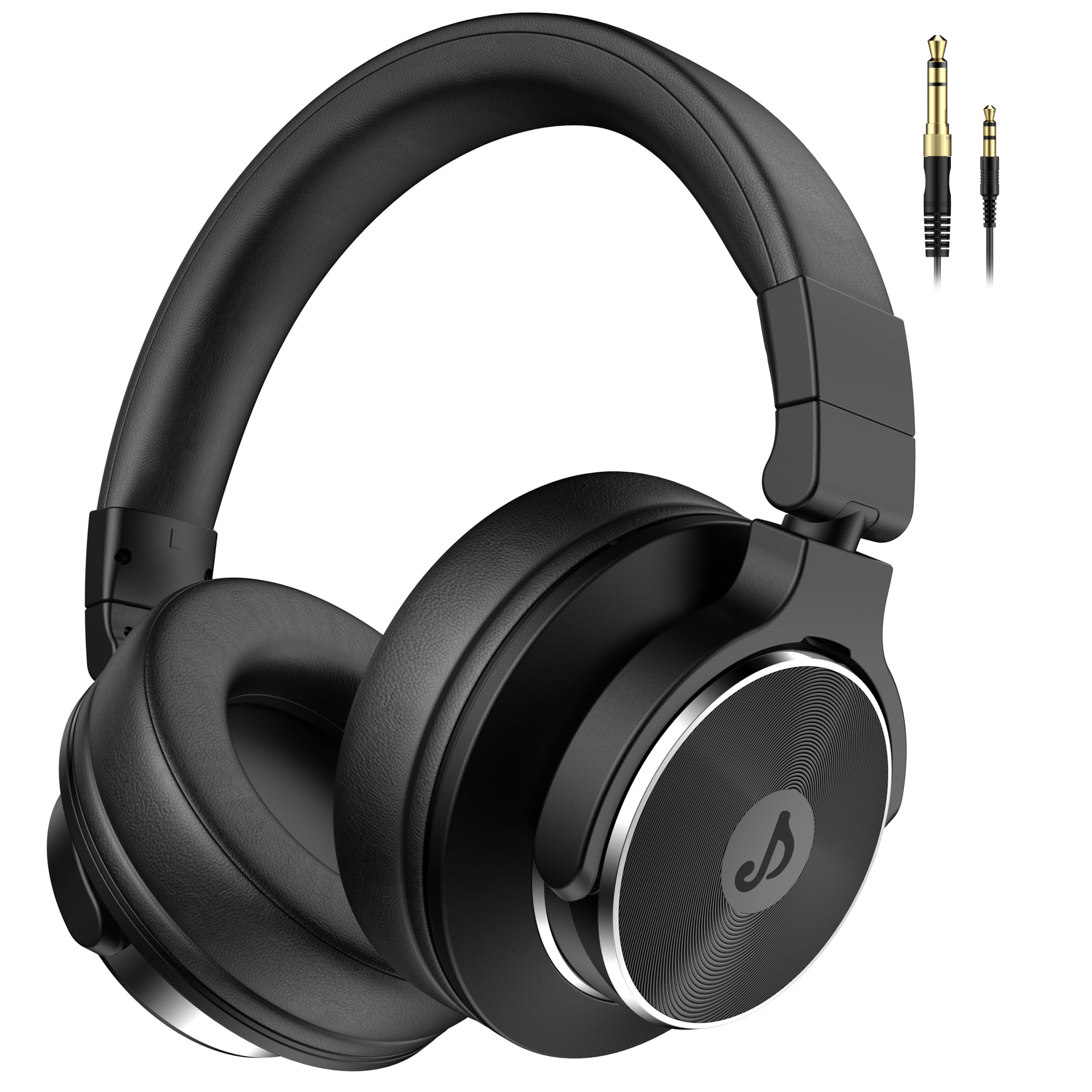 DrivVUMax DJ Headphones, Over-Ear, Wired, 50mm Drivers, 1/4 to 3.5mm Jack, Black