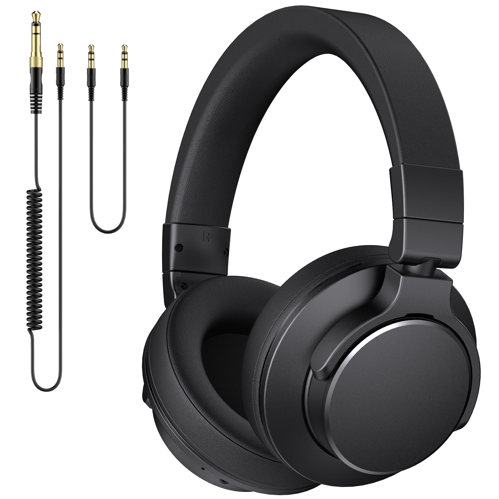 FFN DJ Headphones over Ear Wireless Headphones Monitor & Mixing, Studio Headphones with 50mm Neodymium Drivers and 1/4 to 3.5mm Jack for Amp Computer Recording Podcast Keyboard Guitar Laptop,Black