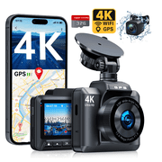 FFN Dash Cam Front and Rear, 4K Dash Cam with WiFi &amp; GPS, Dash Camera for Cars, Dashcam with APP, Car Camera with G-Sensor, Night Vision, WDR, Loop Recording, Parking Mode, Free 32GB SD Card