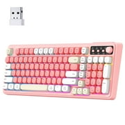 FFN Wireless Gaming Keyboard with Knob, 99 Keys Compact RGB Backlit, Tri-Mode BT5.0/2.4GHz/USB-C Wired, Rechargeable Membrane Keyboard with Long Battery Life for Win/Mac/iOS/Android