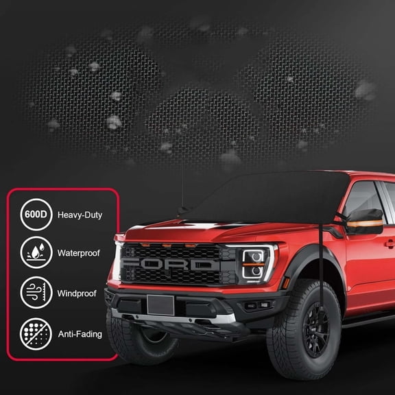 FFORCE Car Windshield Cover Protector Winter Snow Rain Dust Frost Guard UV Sun Shade Universal Fit Designand Snow Most Car, Truck, SUV, Van MPV(70 x 50 Inch