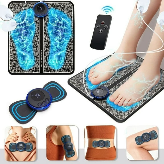FFORCE Electric Muscle Stimulator Electric Foot Massager Pad Massage Mat Relief Pain with 16 Modes Heat for Foot Leg Back Relaxation