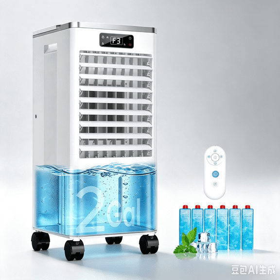 FFORCE Evaporative Air Cooler Fan, Windowless Portable AC with 2-Gal Tank for 20H Cooling, 3 Speeds and 12-H Timer