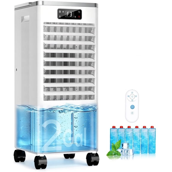 FFORCE Portable Air Conditioners No Windows Needed, 3-IN-1 Swamp Cooler, Evaporative Air Cooler, 3 Modes & 3 Speeds, 2-Gal Water Tank