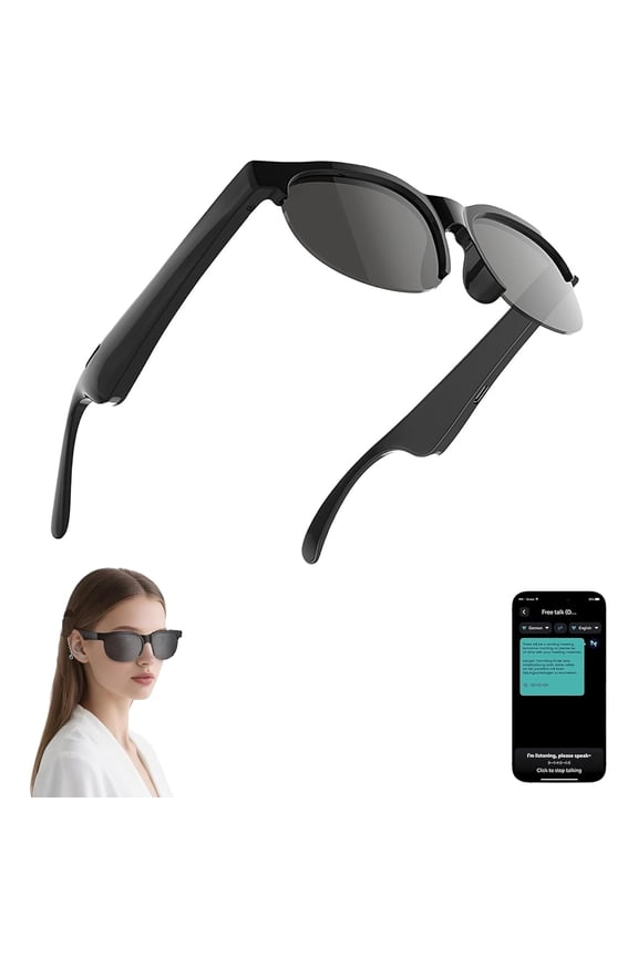 Smart Bluetooth Music Sunglasses Hands-Free Calling & Music, 8Hr Battery Life, IPX5 Waterproof, Voice Assistant, 35g Lightweight, Bluetooth 5.3