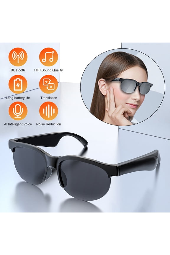 Smart Bluetooth Music Sunglasses – Hands-Free Calling & Music, 8Hr Battery Life, IPX5 Waterproof, Voice Assistant, 35g Lightweight, Foldable Frame