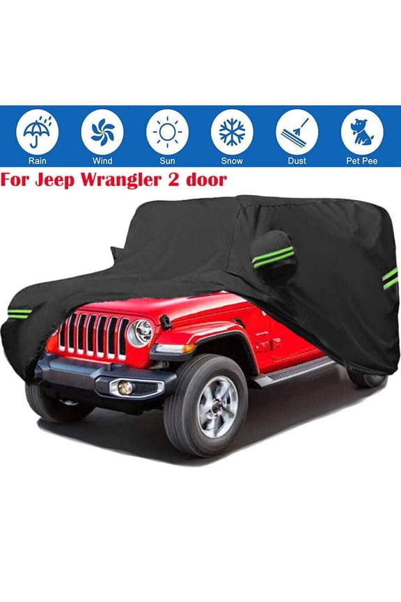 Winter Snow Ice Rain Dust Frost Guard Sun Shade Prevents Ice Build-Up Fast Deployment6-Layer Car Cover For Jeep Wrangler 2 Door CJ YJ TJ JK