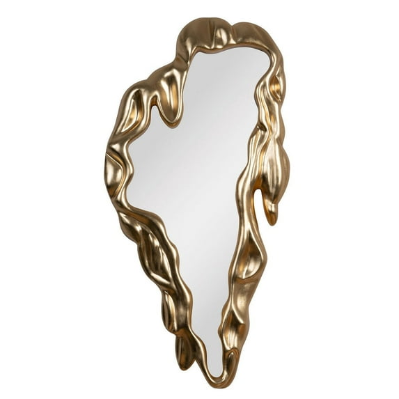 FFPEG Vintage Hand-Carved Golden Waves Mirror - 1940s Hollywood Glam - Classic Rectangular Wall Decor