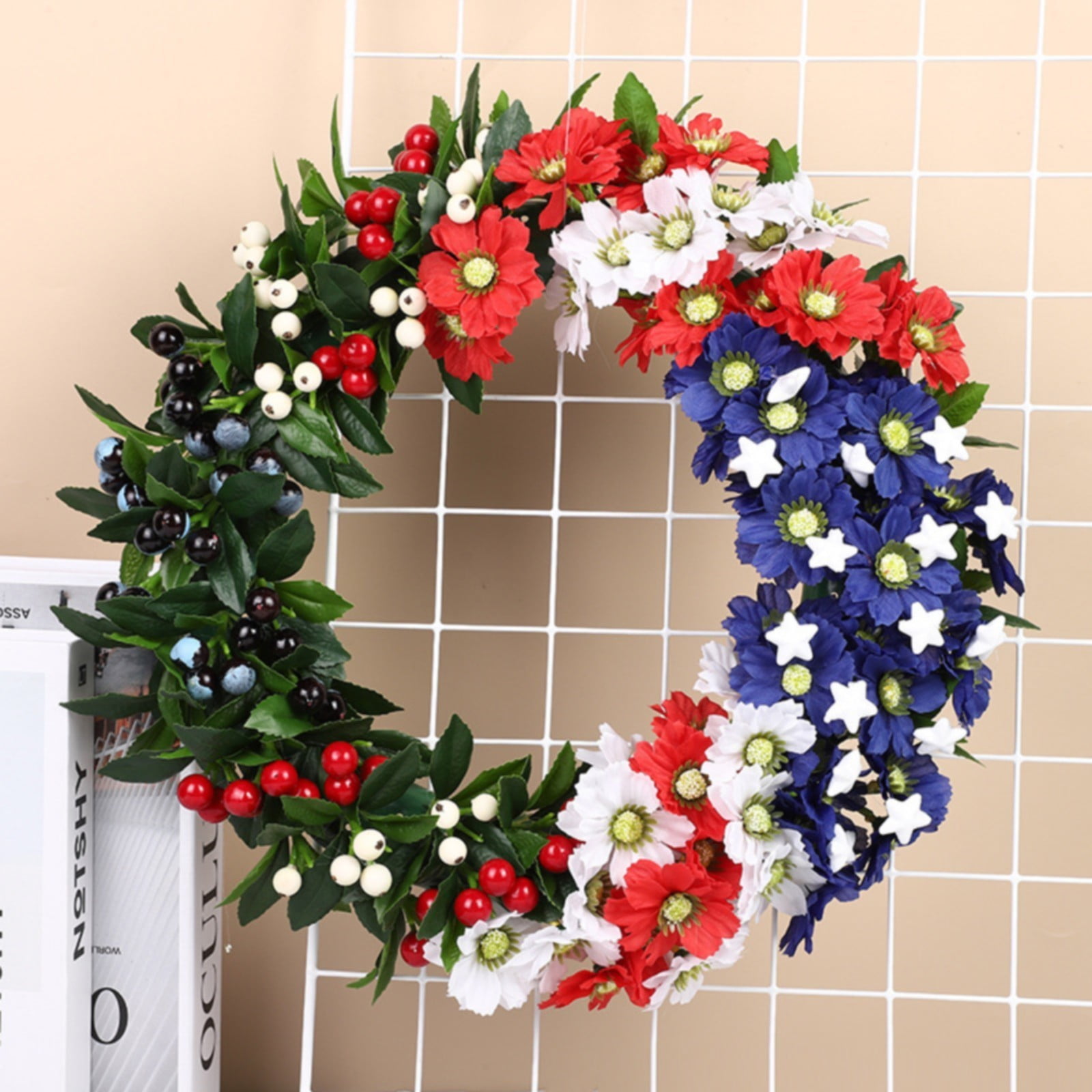 FFUKOV 2024 New American Flag Independence Day Star Garland Rose Red