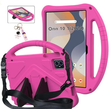 FFVLLAFE for Onn 10.1 Tablet Case 2024 Model# 100135925, EVA Kids Shockproof Cover with Kickstand for Onn Tablet Case 10.1 inch 2024,Rose