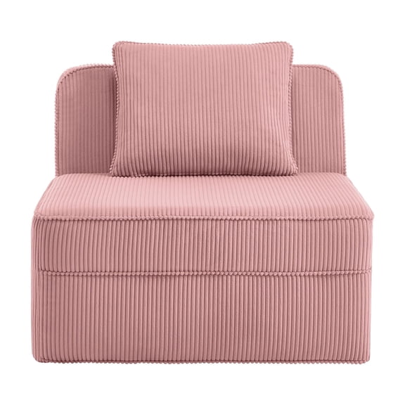 FFZ 1-Seater Modular Armless Sofa, Corduroy Couch, Pink