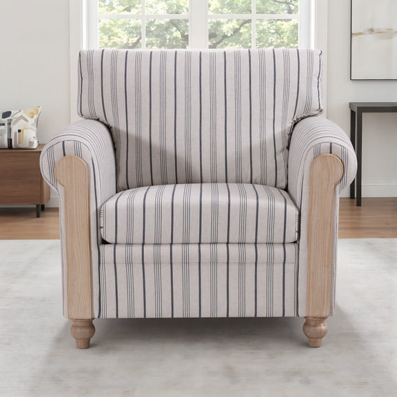 FFZ 1-Seater PU Leather Sofa, Blue/White Stripes