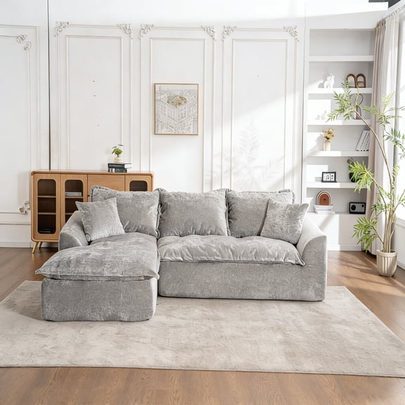 FFZ 103 inch Cloud Sectional Couch L-Shape Chaise Boneless Modern Modular Large-Segment Gray For Living Room Apartment