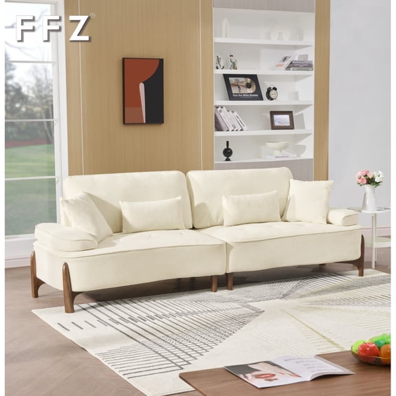 FFZ 103 inch comfortable deep seated sofa with pillow, suitable for bedroom, living room, apartment, office, dormitory decoration Beige,Green,Brick Red