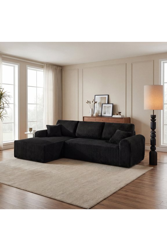 109" Cloud Modular Sectional Sofa with L-Shape Chaise, No Assembly Required, Black