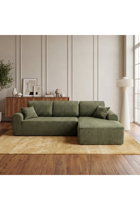 109" Cloud Modular Sectional Sofa with L-Shape Chaise and No Assembly Required, Green