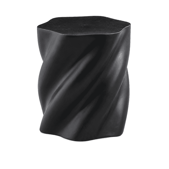 FFZ Petal Shape Fiberglass Side Table with Twisted Root Base, 17.72 x 17.72 x 19.69 inch, Black