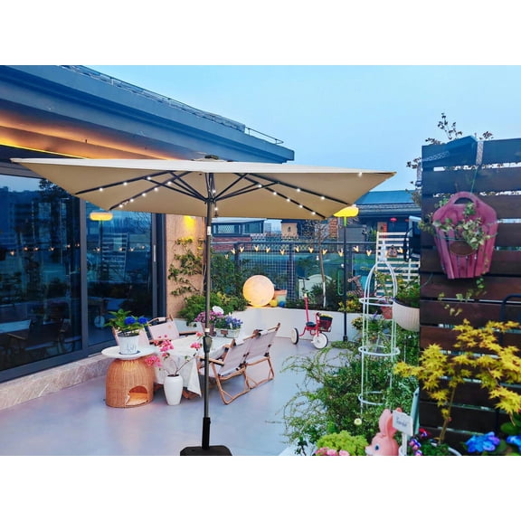 FFZ 2.5x2.5M Square Solar LED Patio Umbrella (Without Base), Mushroom
