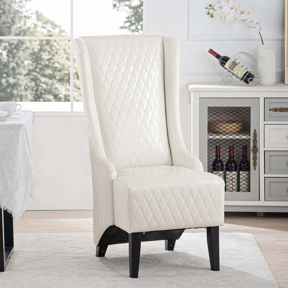 FFZ 23.03" Wide Faux Leather High-Back Accent Chair, Comfy High Wingback Chair,White