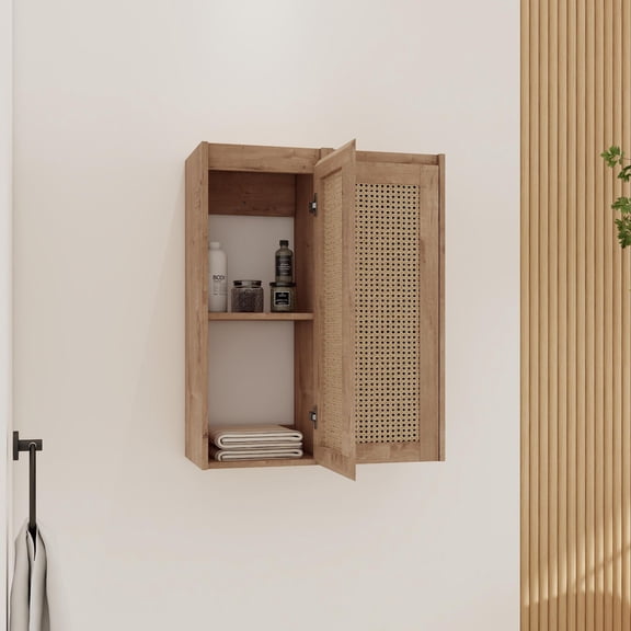 FFZ 24" Wall-Mounted Bathroom Side Cabinet with Soft-Close Doors, Imitative Oak Finish, Imitative Oak