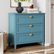 FFZ American Style 3-Drawer Cabinet with Wooden Grain Finish, 31.5 x 14.96 x 30.31 inch, Blue