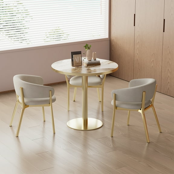 FFZ 31.5" Round Modern Faux Marble Dining Tulip Table, Light Slate Grey