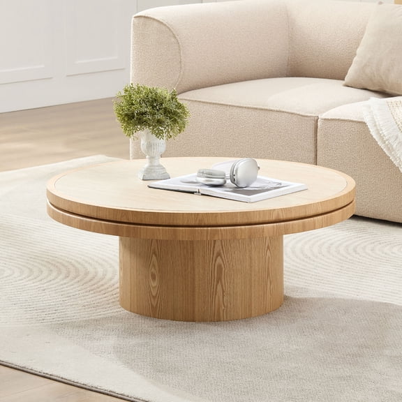 FFZ 3543 Inch Coffee Table Sintered Stone top With Sturdy Mdf Pedestal For Living Room Bedroom, Reception Room Apartment Easy Assembly