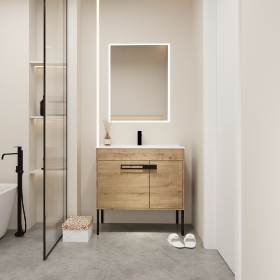 FFZ 36 Inch Bathroom Vanity With Sink, Freestanding Bathroom Vanity Or Floating Is Optional Conversion 36*18(Kd-Packing)