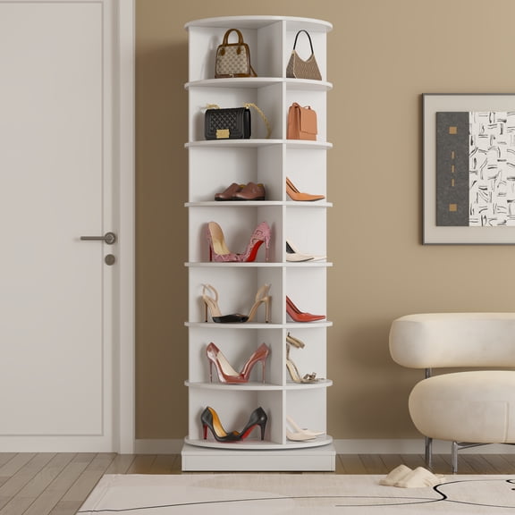 FFZ 360 Rotating 7 Layers Shoe Cabinet Holds Up To 28 Pairs Of Shoes