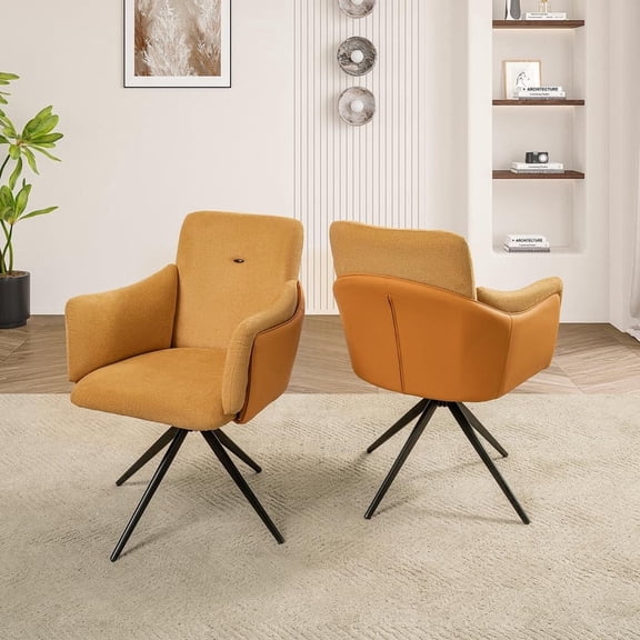 FFZ 360-Degree Swivel Office Desk Chairs Set of 2 with Metal Base, Orange