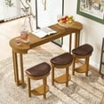 thumbnail image 1 of FFZ 4 Pcs Solid Pine Wood Bar Set with Bar Table and 3 Bar Stools, Natural/Off-White, 1 of 10