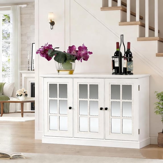 FFZ 45 inch Wide Storage Cabinet with 3 Mirrored Acrylic Doors ...