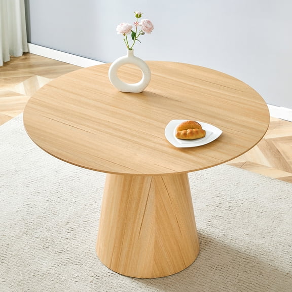 FFZ 47x47x30 inch Modern Minimalist Circular MDF Wood Texture Dining Table Computer Game Desk Kitchen