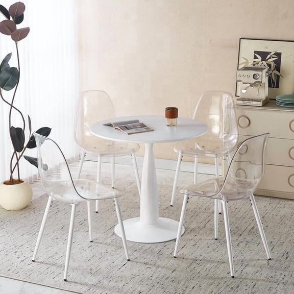 FFZ 5-Piece Dining Set with MDF Tabletop and Metal Legs, White