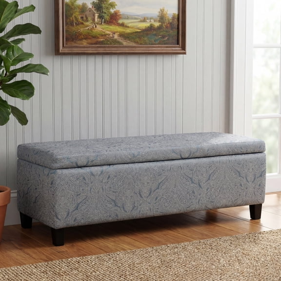 FFZ 51"L Jacquard Storage Ottoman Bench with Hidden Storage, 300lbs Capacity for Living Room, Bedroom, Pattern