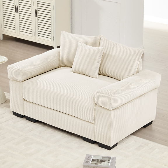 FFZ 54.3 inch Oversized Cloud Modular Sectional Couch Extra-Thick Armrests Resilience Cushions Cream For Living Room Study
