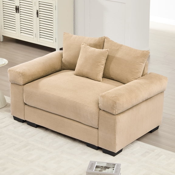 FFZ 54.3-inch Oversized Cloud Modular Sectional Sofa, Extra-Thick Armrests, Camel