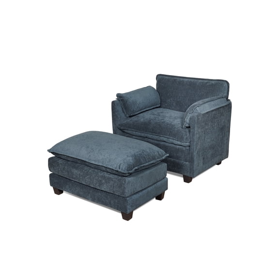 FFZ 55.32" Oversized Boucle Sofa Bed with Wide Seat, Double Deep Cushion, Thick Armrests, Dark Green Black