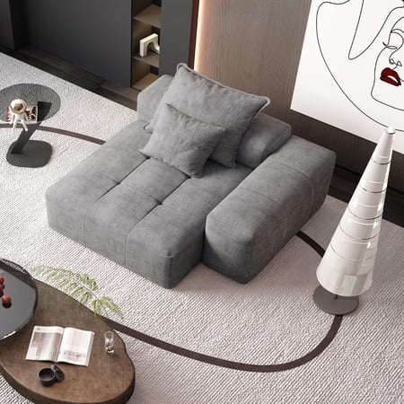 FFZ Modern Oversized Modular Sectional Sofa with Sparkling Chenille Fabric and Tufted Design, Grey