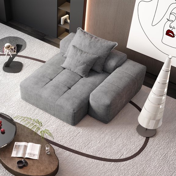 FFZ Modern Oversized Modular Sectional Sofa with Sparkling Chenille Fabric and Tufted Design, Grey